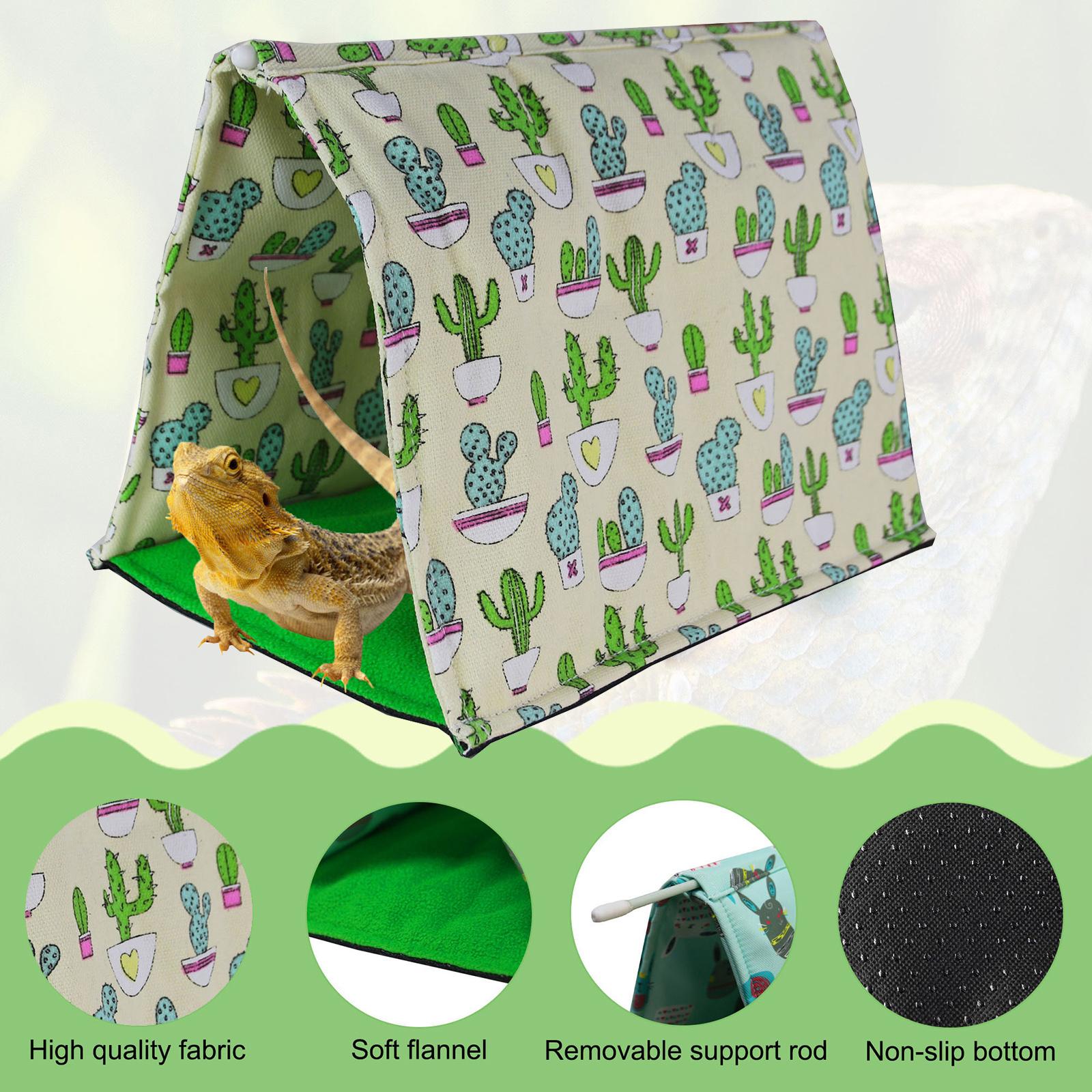 Reptile Hide Bed Nap Mat Bearded Dragon Warm Rest Hideout Habitat Lizard Triangular Tent for Leopard Gecko Accessories Play Toys
