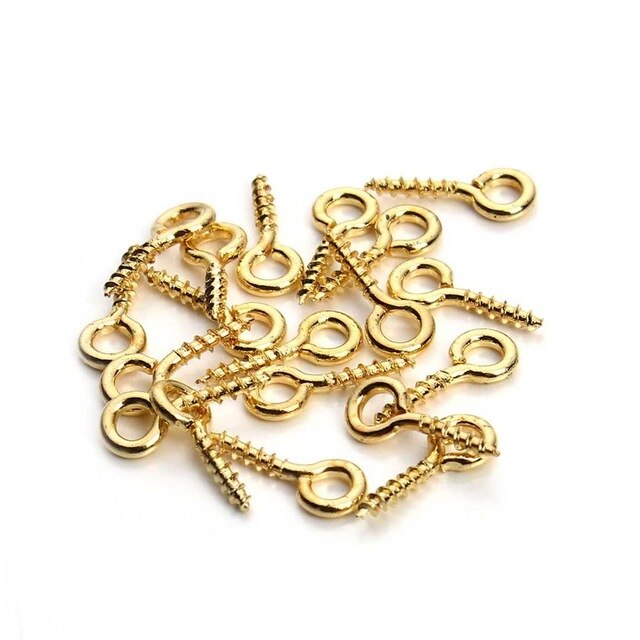 Mini alfileres con ojetes de Metal, 100 Uds., ganchos para los ojos, ojales, cierres de tornillo, accesorios de joyería para DIY: 1F256GD4X8