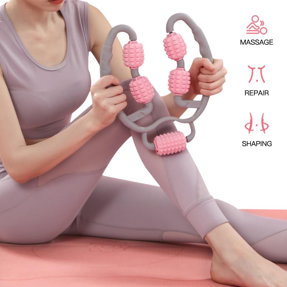 U forma gatilho ponto massagem rolo para braço perna pescoço tecido muscular para fitness ginásio yoga pilates esportes 5 roda