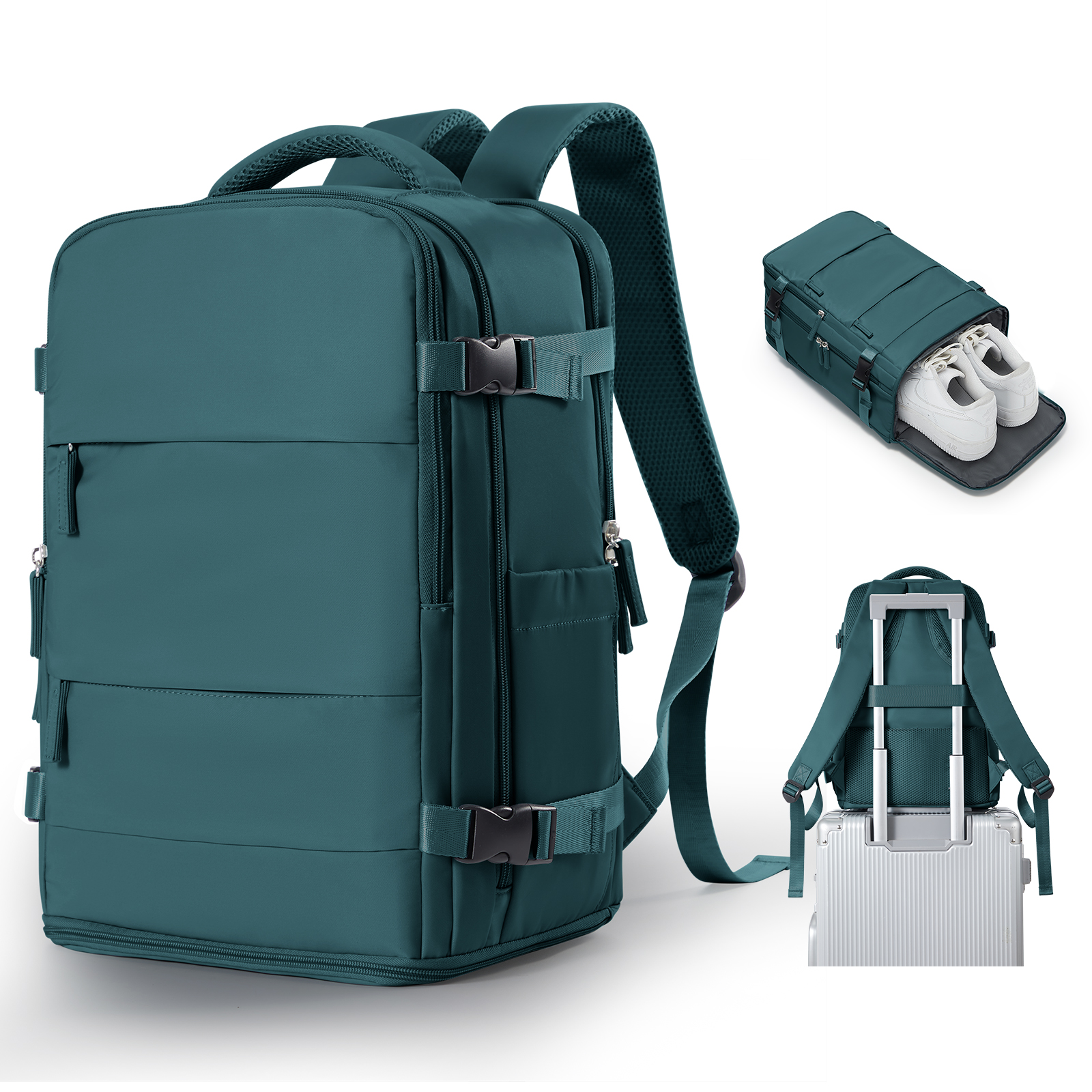 Reisrugzak voor dames heren, handbagage 40x20x25 voor Ryanair Cabin reistas College boekentas Waterdichte laptoptas voor werk: Blauw