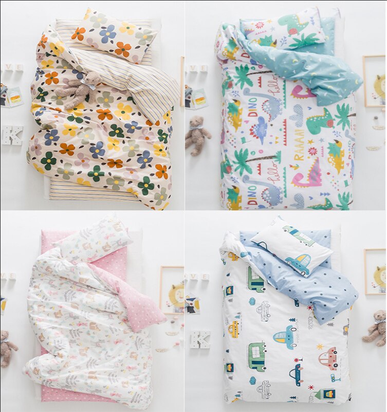 3 Stuks Baby Beddengoed Set Leuke Dier Katoen Wieg Beddengoed Kit Cartoon Omvat Kussensloop Laken Dekbedovertrek Zonder filler