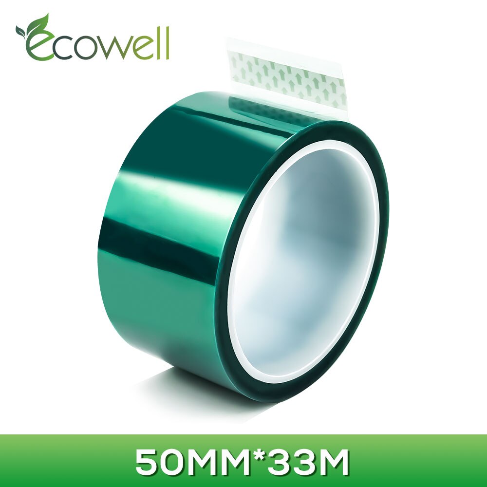 Ecowell Green Pet Tape 50mm PET High Temperature Heat-resistant Masking tape 33m for PCB Solder Plating Insulation Protection