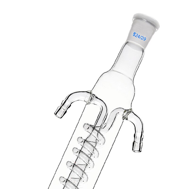 Lab Glass Coil Reflux Condenser,200/300/400mm Length, 24/29,19/19 Joint,Coil Reflux Glass Condenser