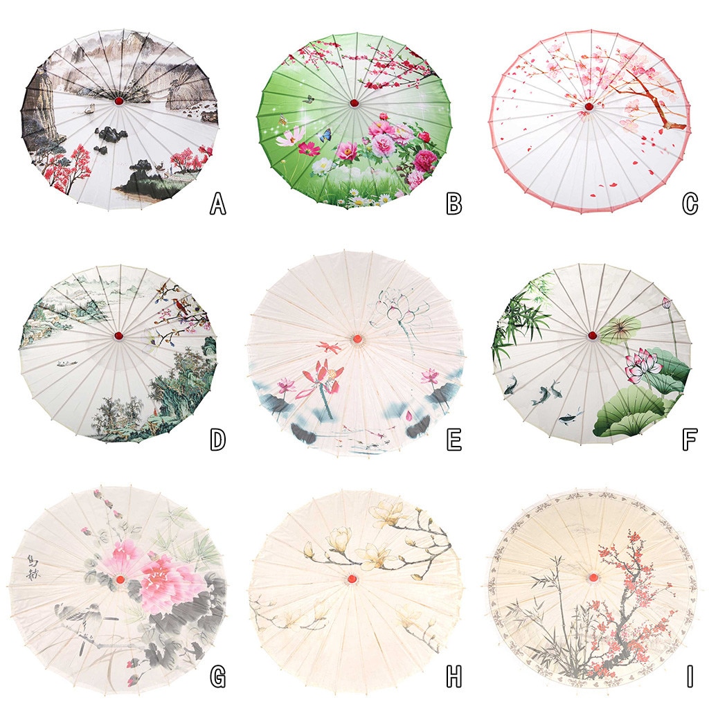 Chinese Silk Cloth Umbrella Classical Style Decorative Umbrella Oil Paper Umbrel Classical bamboo dance craft umbrella