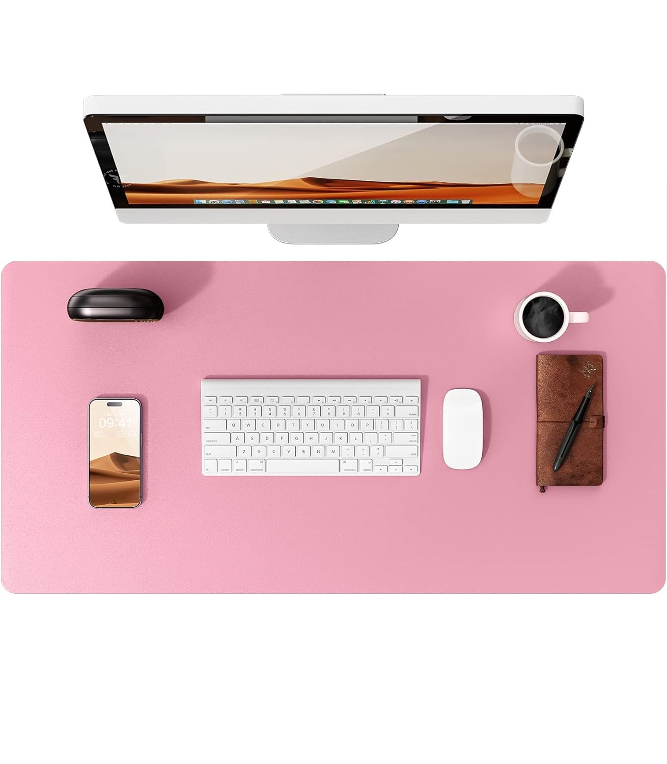 Leather Desk Mat, Large Office Desk Pad, Computer Desk Mat, Laptop Mat for Desk, Desk Protecor Mat, Desktop Mat, Desk Cover Mat: 60x30 cm / Pink