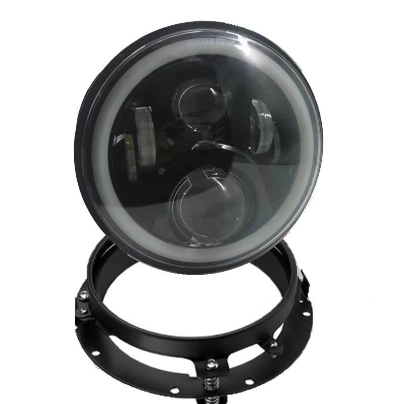 7" LED Motorcycle Headlight – For Harley Street Glide FLHXS / FLHX – White/Amber Ring – Black Housing