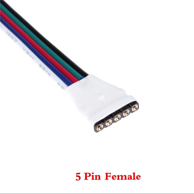 5 stk 4 pin 5 pin nål mandlig og kvindelig rgb stik ledningskabel til rgb / rgbw led strip lys forlængerledning fra strip til controller: 5- pin hun