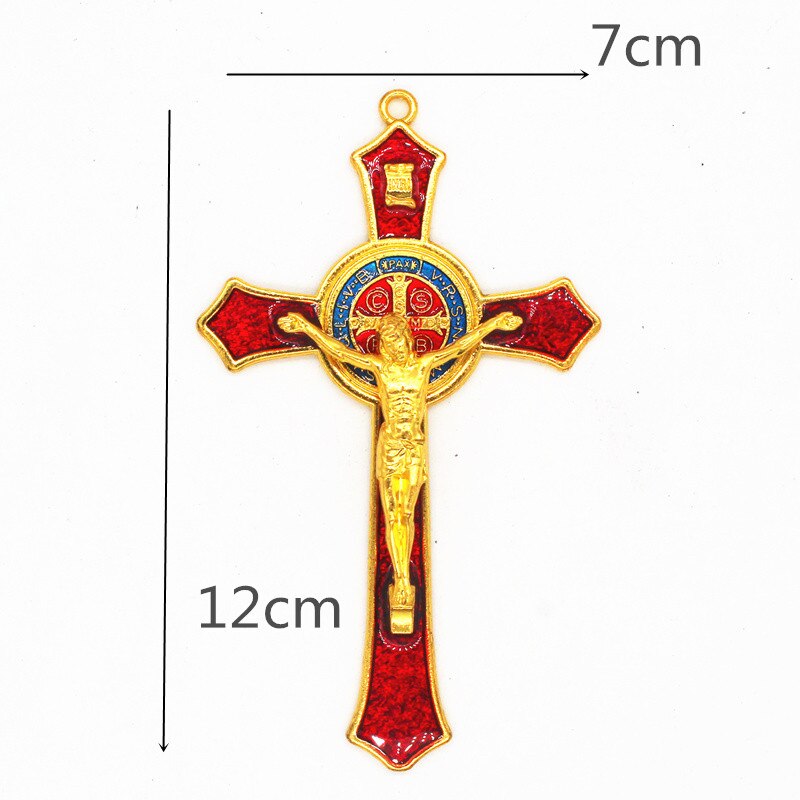 Jesus Cross Red Catholic Christ Orthodox Metal Church Utensils Wall Cross Christian: Default Title