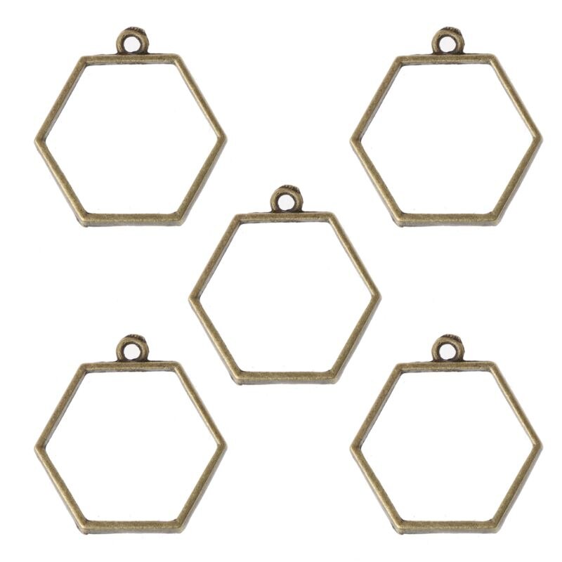 5Pcs Hollow Frame Open Back Bezel Pendant UV Resin Pressed Flower Jewelry Making B95F: NO.BN-2