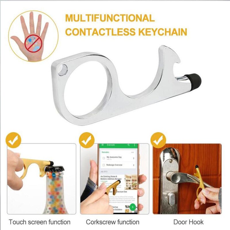 Outil d'ouverture de porte sans contact ouvre-porte mains libres outil de porte-clés sans contact pour poignées bouttonstouchscreen décapsuleur
