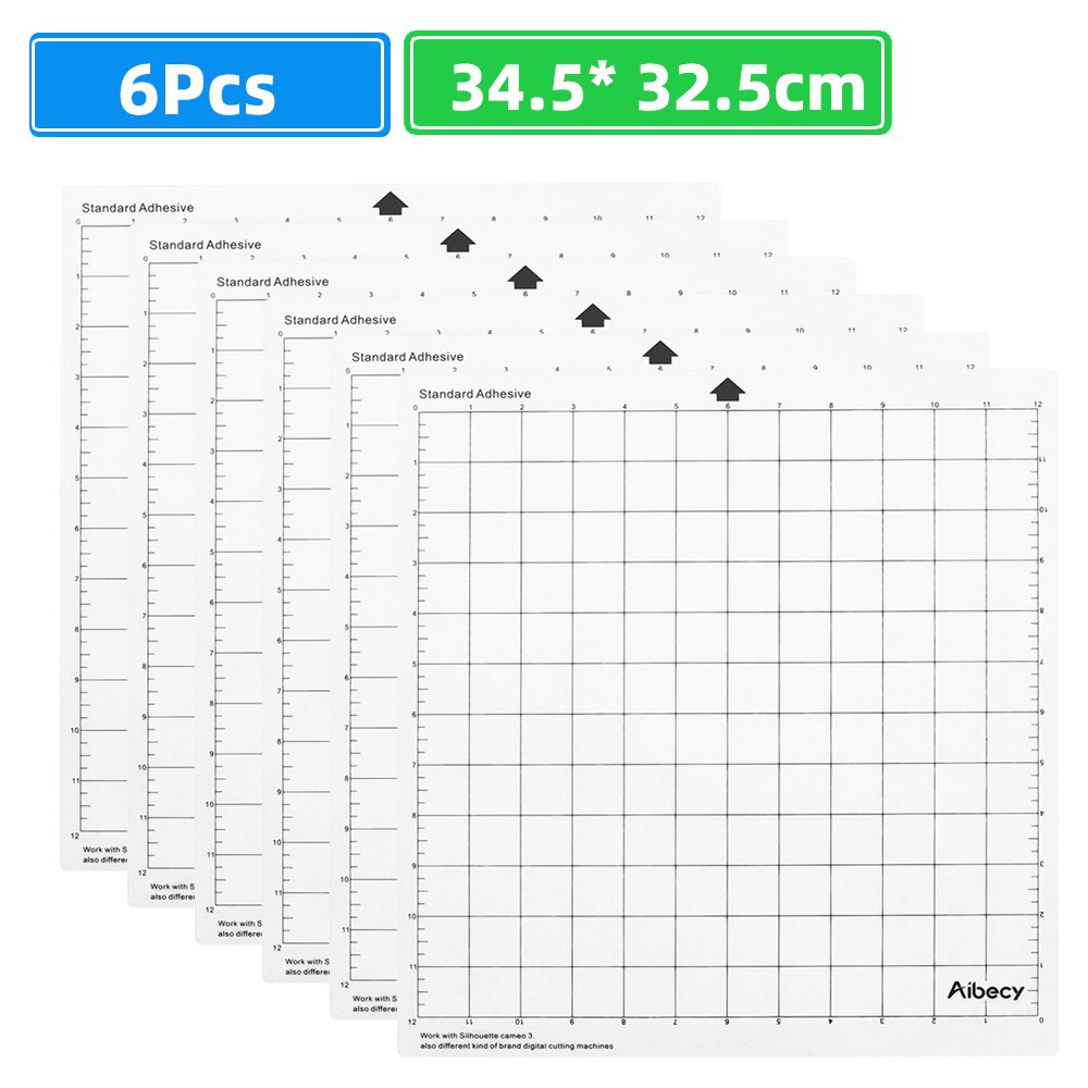 6Pcs Replacement Cutting Mat Transparent PP Material Adhesive Mat with Measuring 12 Inch for Silhouette Cameo Plotter Machine