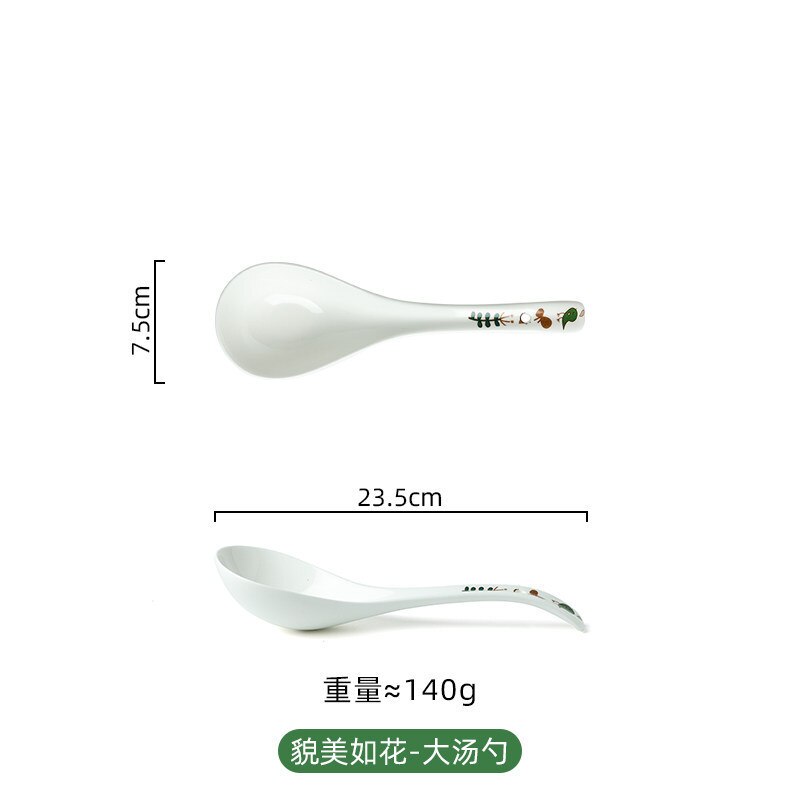 Hand Painted Cartoon Dinner Plate Family Lovely Children's Bowl Single Rice Bowl Vegetable Plate Japanese Bowl Dish Tableware: BIG spoon