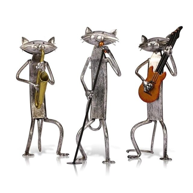 Figuras de arte del hierro hechas a mano de gatos, esculturas de Metal, objetos hechos a mano para el hogar, muebles para el hogar CGSTORE: Tree Cats