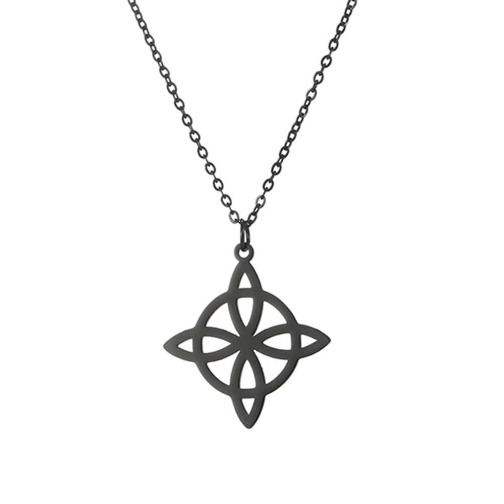 Clásico collar de nudo de bruja la Trinidad de la Media Luna masculina y femenina une amuleto de buena suerte joyas de acero inoxidable Amuleto de protección celta navideños de año