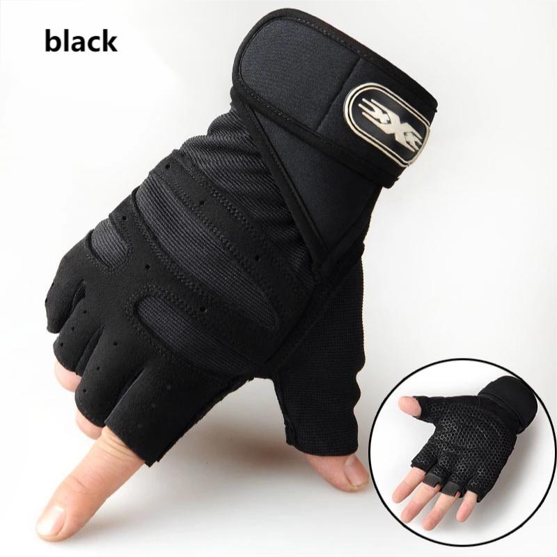 Gants d'haltérophilie antidérapants pour hommes et femmes, équipement de Fitness, respirant, demi-doigt, pour Crossfit, entraînement de force: black / M