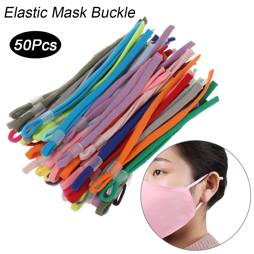 50 stuks verstelbare elastische koorden, gespen, rubberen band, rekkoorden voor doe-het-zelf maskers, naaiaccessoires, rekkoorden met gesp