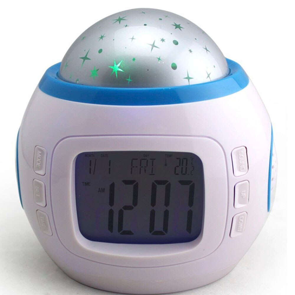 Kleurrijke Nachtlampje Projector Lamp Star Sky Muziek Licht Multifunctionele Gloeiende Wekker Voor Baby Kamer Kinderen nachtlampje