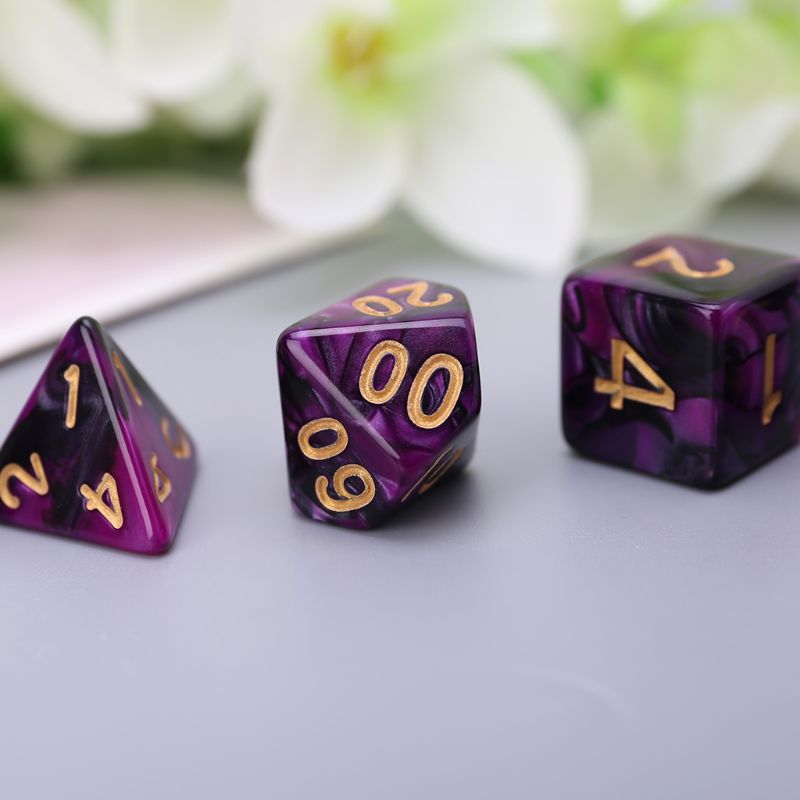 7 teile/satz Acryl Würfel Schwarz Lila Würfel Digitale D4 D6 D8 D10 D12 D20 Würfel KTV Bar Nachtclub Unterhaltung Werkzeuge erwachsene Spielzeug