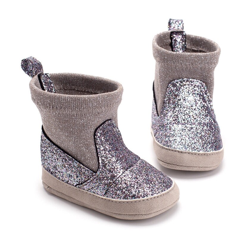 Neugeborenen Baby Mädchen Glitter Pailletten Bling Weiche Sohle Prinzessin Stiefel 0-18 Monate Casual Shiny