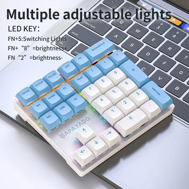 APAYADO K33 Wired Mechanical Numpad 33 Keys RGB Backlit Mini for Finance/Accounting Durable Build