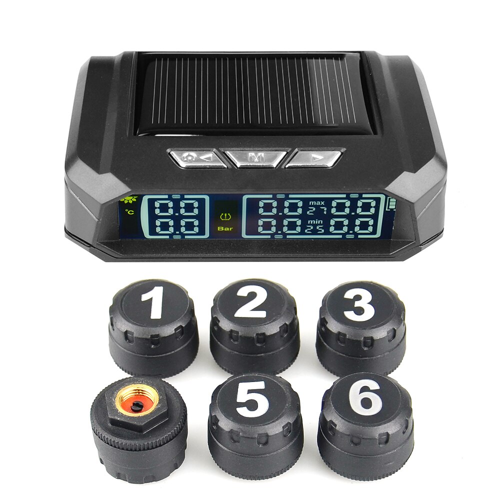 Newest S-02A 6 Wheel Truck Tire Pressure Monitor Wireless Tire Pressure Monitor Portable Solar Tire Pressure Monitor