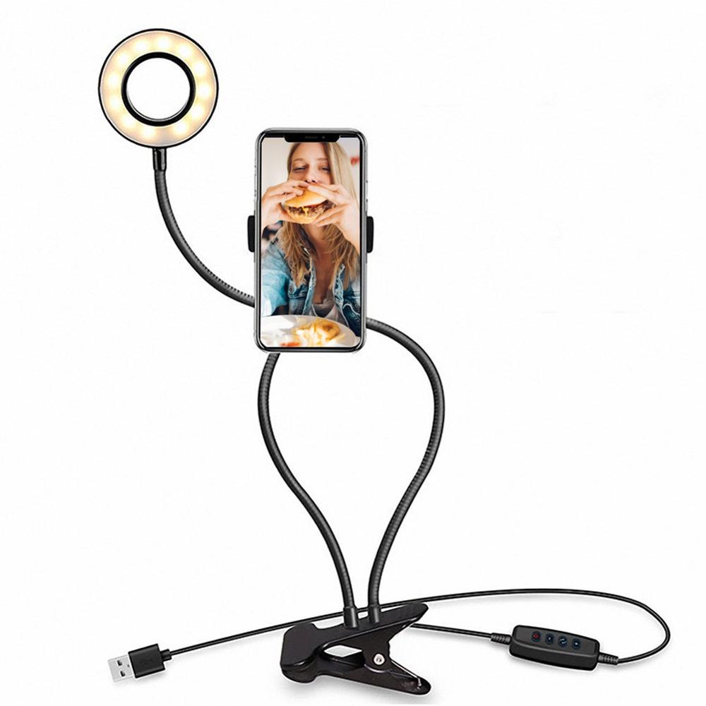 24 Led Multi-Positie Aanpassing Multifunctionele Mobiele Telefoon Clip Live Vullen Licht Desktop Rotatie Schoonheid Lamp 2-In-1 Lui Brack: Black