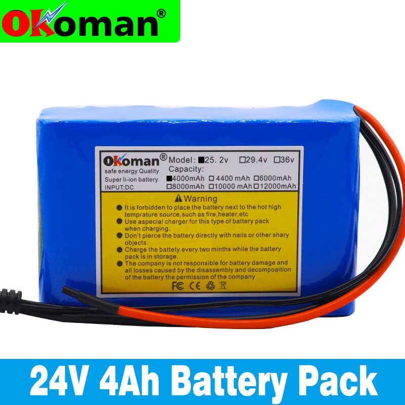 Okoman 6s2p 24V 4Ah 18650 Lithium-ionen akku 25,2 v 4000mAh elektrische fahrrad Moped Lithium-Ion akku mit BMS