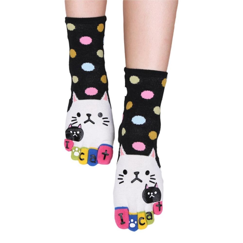 Nette Baby freundlicher Mädchen Jungen Nette Katze Weiche Fünf Finger Karikatur Ebene Socken Strumpfwaren Zehe Socken Knöchel Socken Damen