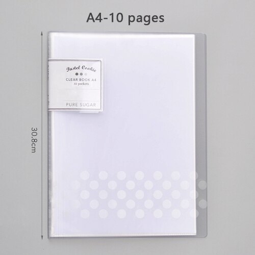 A4 multi-layer folder test paper storage school office supplies information book finishing paper files folder for documents: Transparent-10 pages
