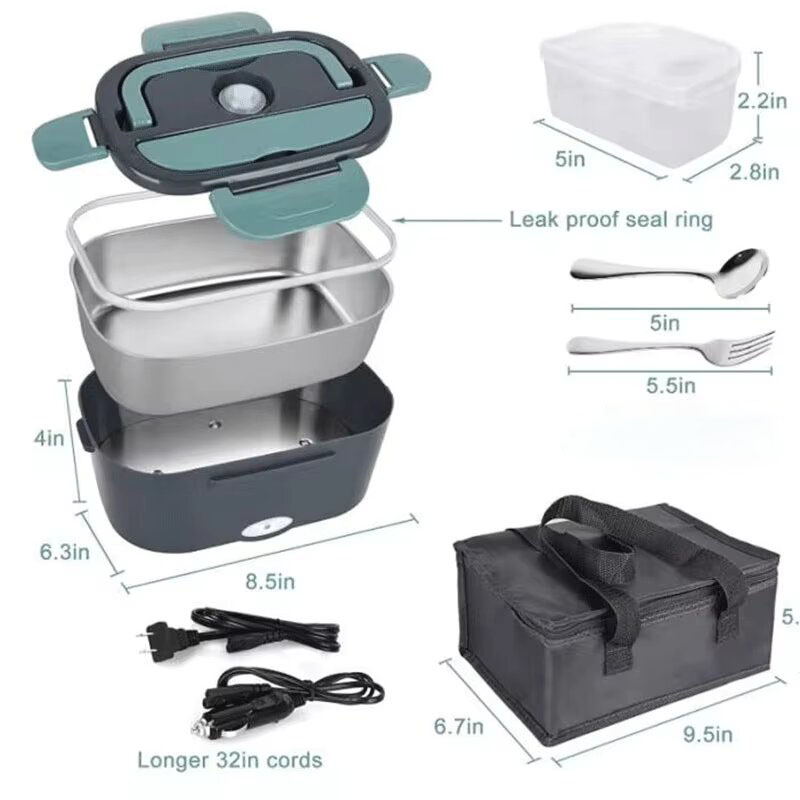 Electric Lunch Box Food Heater Portable Food Warmer Lunchbox for Car Home Leak proof 2 Compartments 110V 220V Pot: Beige
