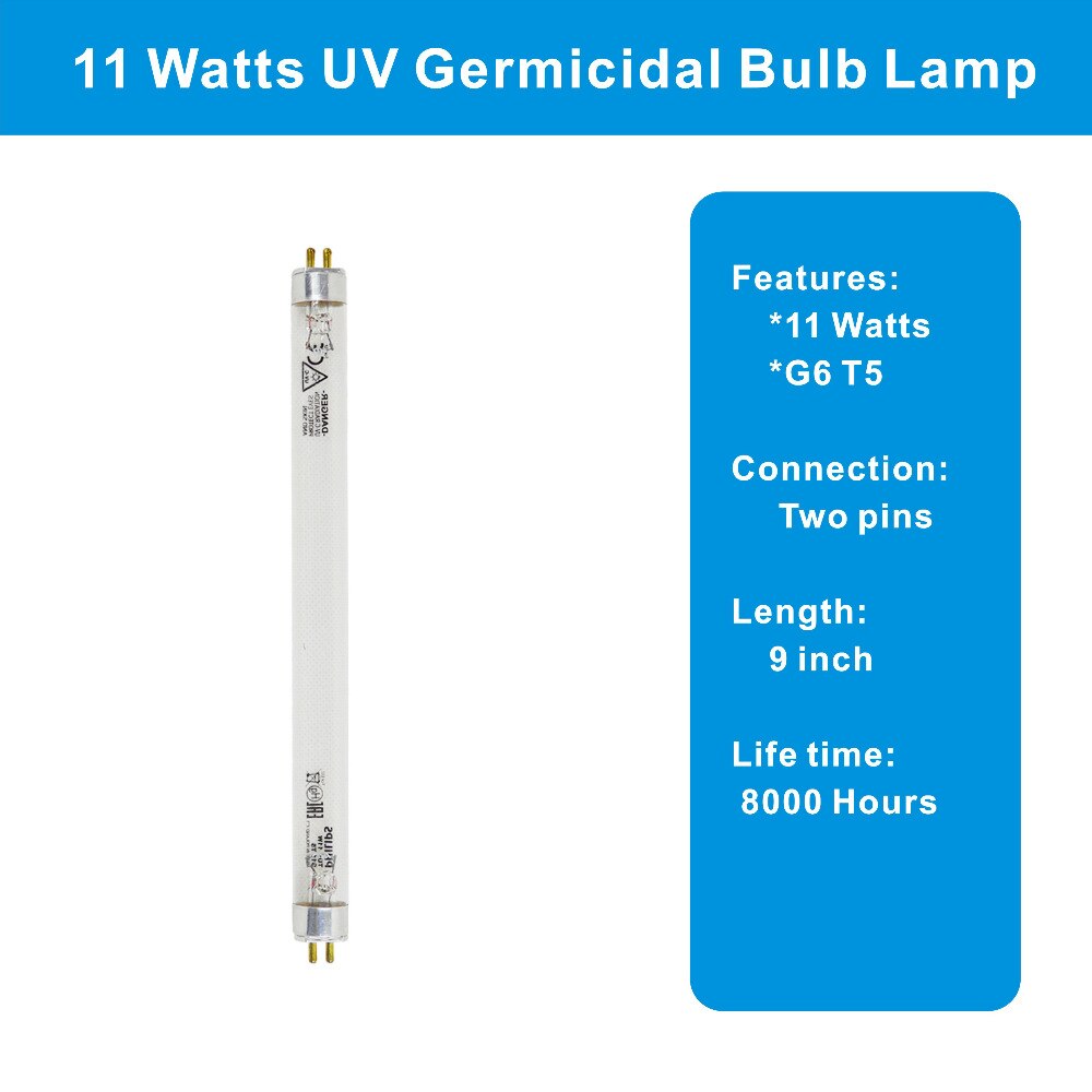 2 pakke  of 11 watt uv-lampe erstatning bakteriedræbende pære til 11w uv sterilisator