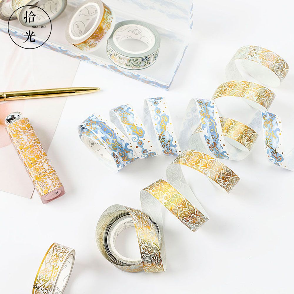 1Stck Gold Folie DIY Handwerk funkeln Papier Klebstoff Aufkleber Chinesische aufbringen Washi Band Jahrgang Klebstoff Washi Band Stationäbetreffend