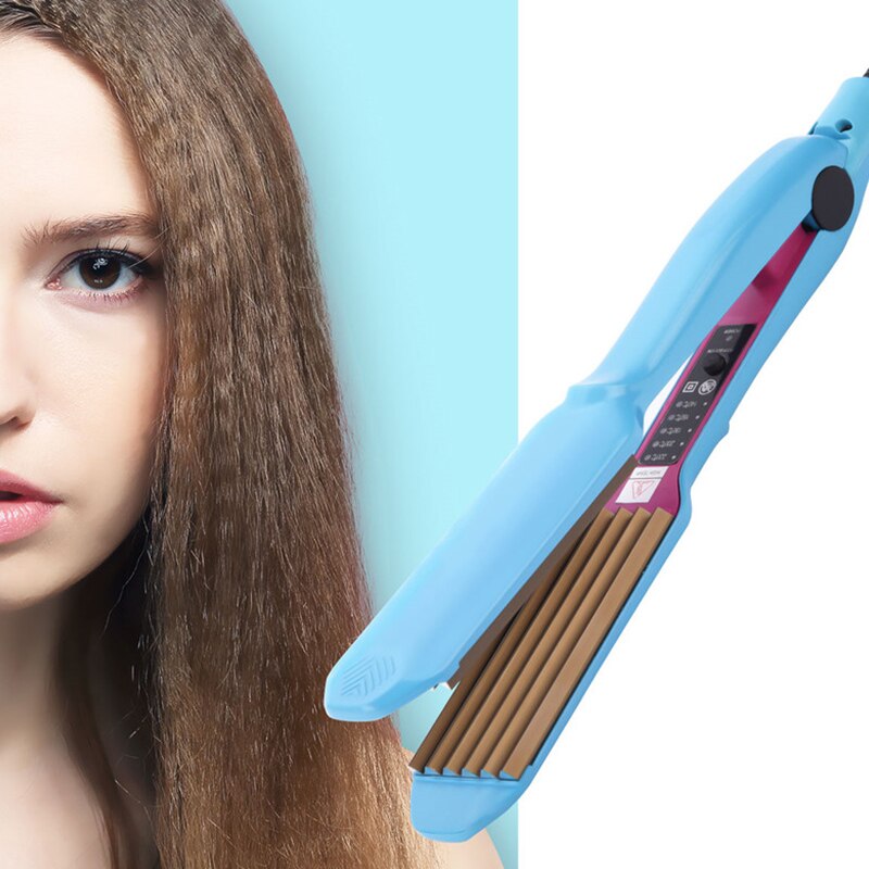 TOHUAN Fluffy Crimp Iron Corrugated Hair Curling Iron Wide Plates Electric Hair Straightener Small Wave Hair Crimper Curler Tool