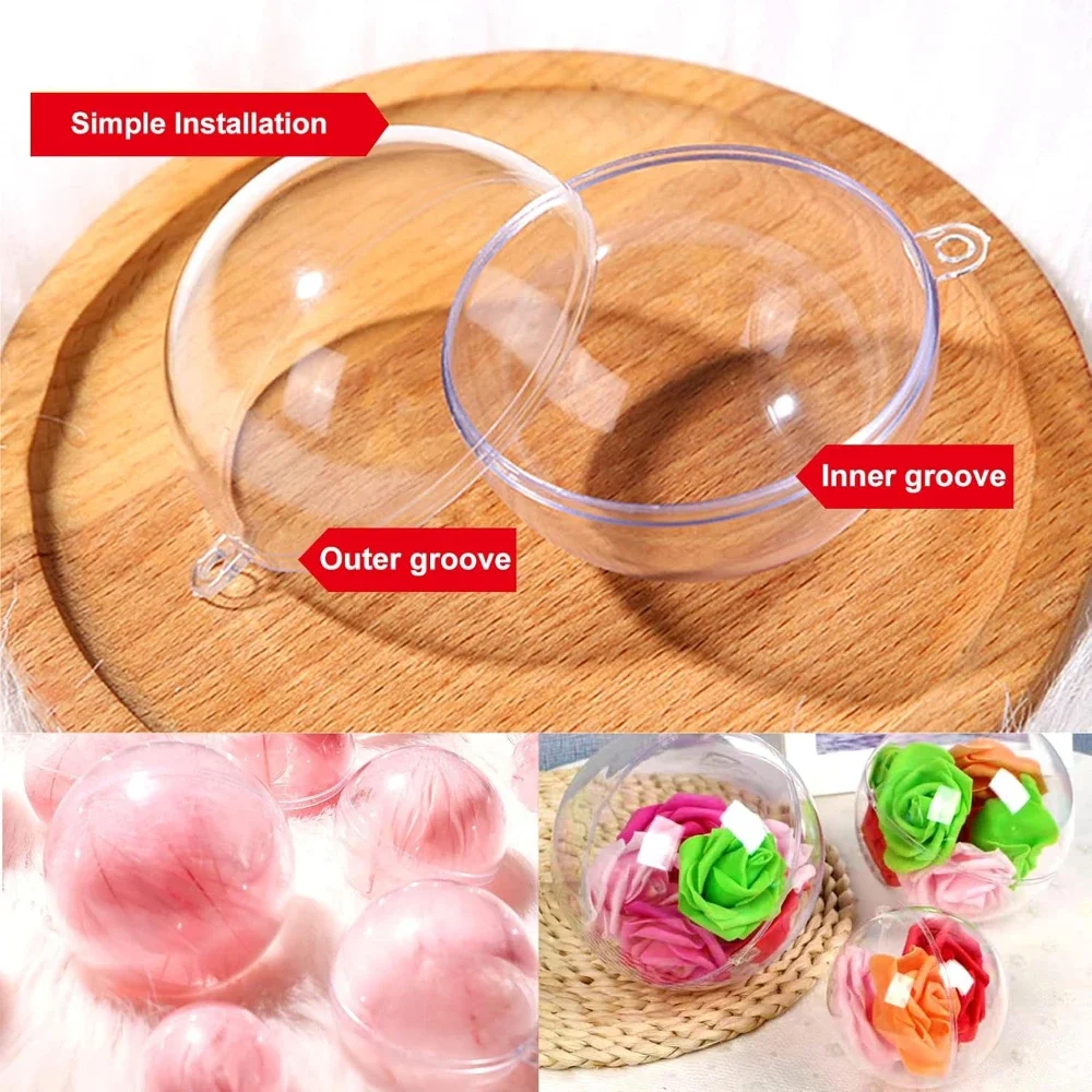 1/24 stücke DIY Kunststoff Ball Befüllbare Transparente Hohl Hängende Ornamente Weihnachten Baum Offene Kugel Kasten Dekor für hochzeit Party