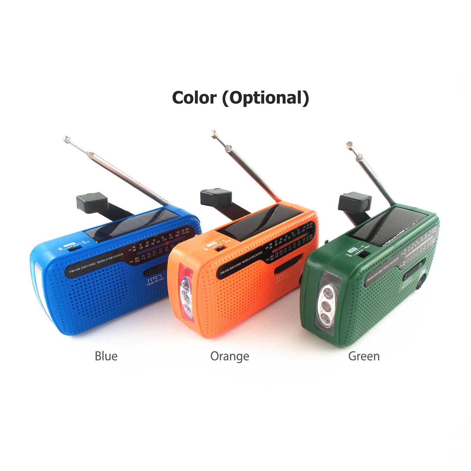 Emergency Radio Hand Crank Solar Radio 1200mAh Rechargeable Power Bank LED Flashlight AM / FM / SW1 / SW2 World Band Receiver