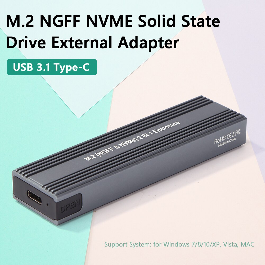 Usb 3.1 Type-C Ssd Behuizing Aluminiumlegering 10Gbps M.2 Ngff Nvme Adapter