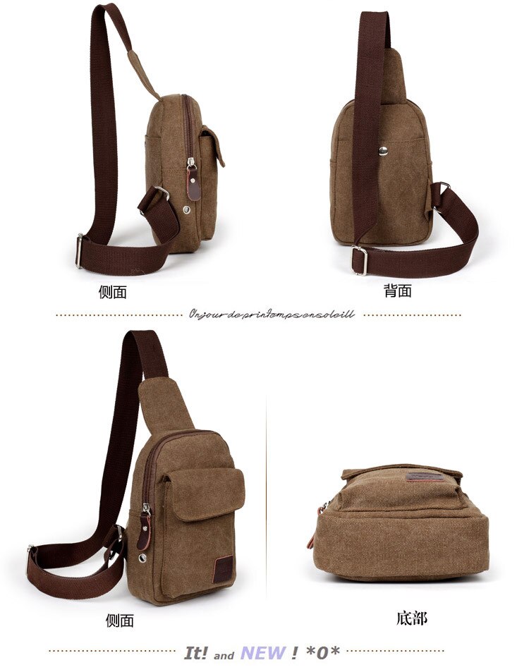 Unisex canvas heuptas heren reistas borsttas casual crossbody tassen outdoor canvas satchel schoudertas