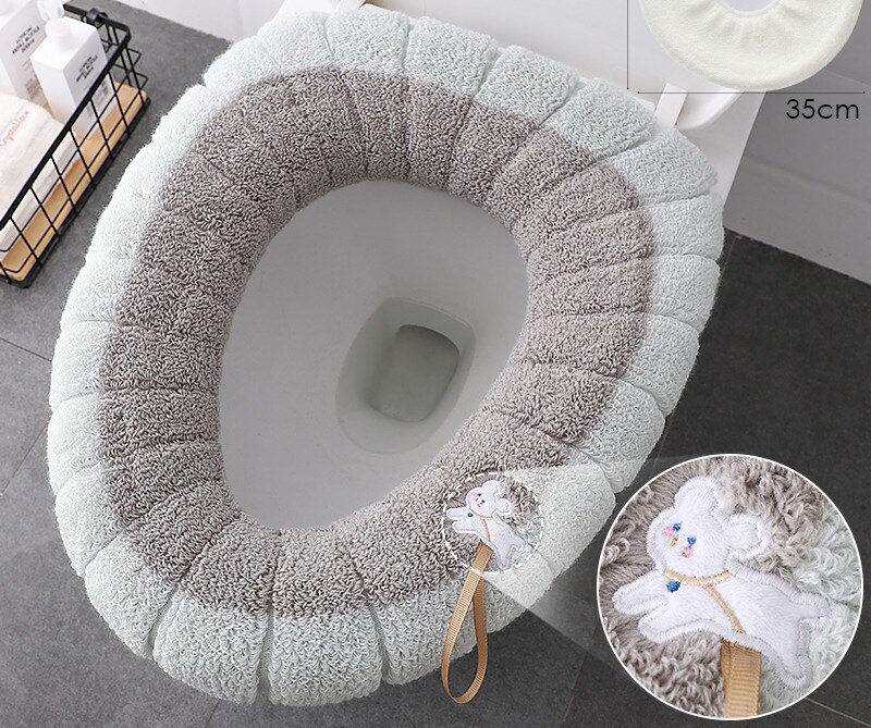 Winter Large Universal Keep Warm Waterproof Soft Toilet Mat Washable Thicken Bathroom Supplies Toilet Seat Cover Accessories: J