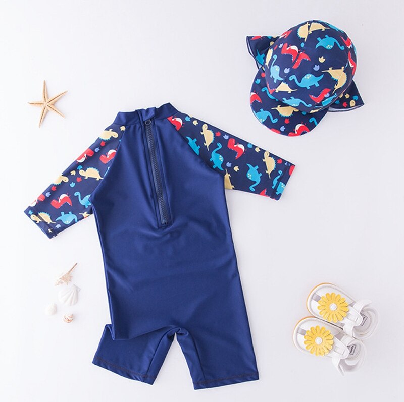 2-7T Kids Baby Badpak Jongens Meisjes Badmode Cartoon Dinosaurus Bathing Bikini Een Stuk Badmuts Set kinderen Meisje Beachwear