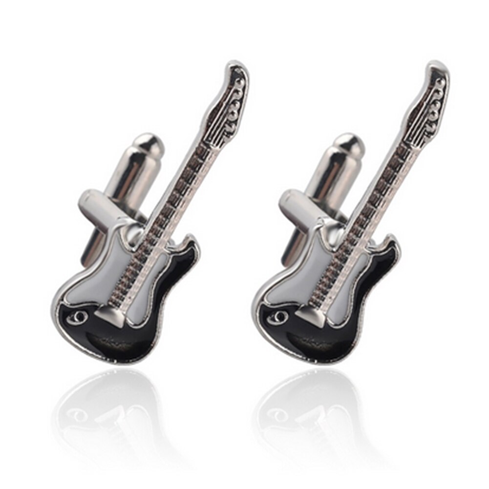 1 Pair Sleeve Cufflinks Musical Instruments Guitar-shaped Cufflinks Jewelry Shirt Accessory for Boys Business Suit