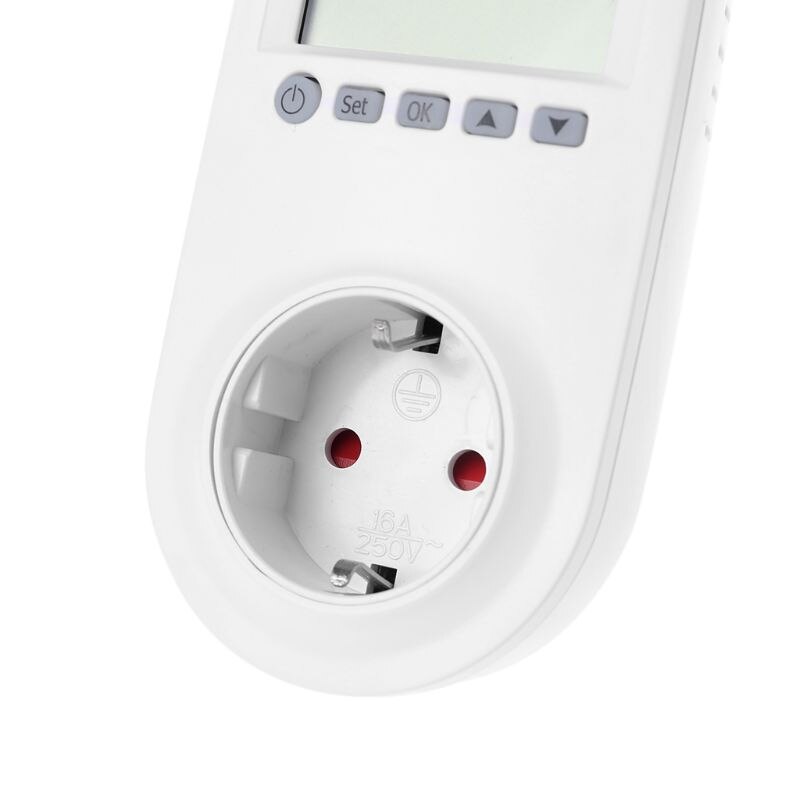 Programmable Plug in Thermostat EU Socket 16A Electric Heating Underfloor Room Temperature Controller