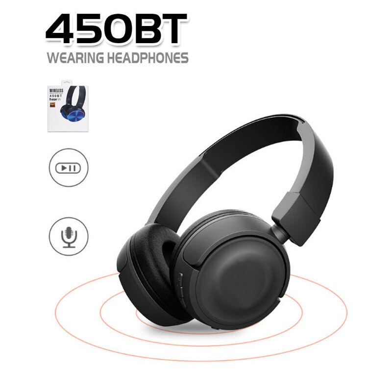 450BT Draadloze Hoofdtelefoon Bluetooth Headset Muziekspeler Intrekbare Hoofdband Stereo Oortelefoon Met Microfoon Voor Pc Smartphone