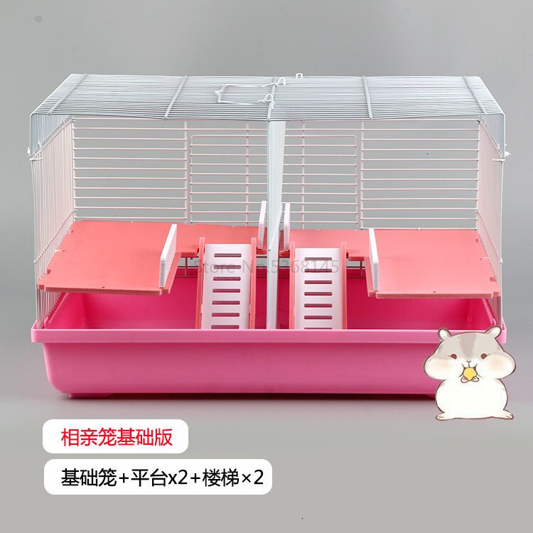 Hamster Cage Matchmaking Cage Golden Bear Foundation Cage Large-sized Isolation of Two Partition Bare Cage Second-floor Villas