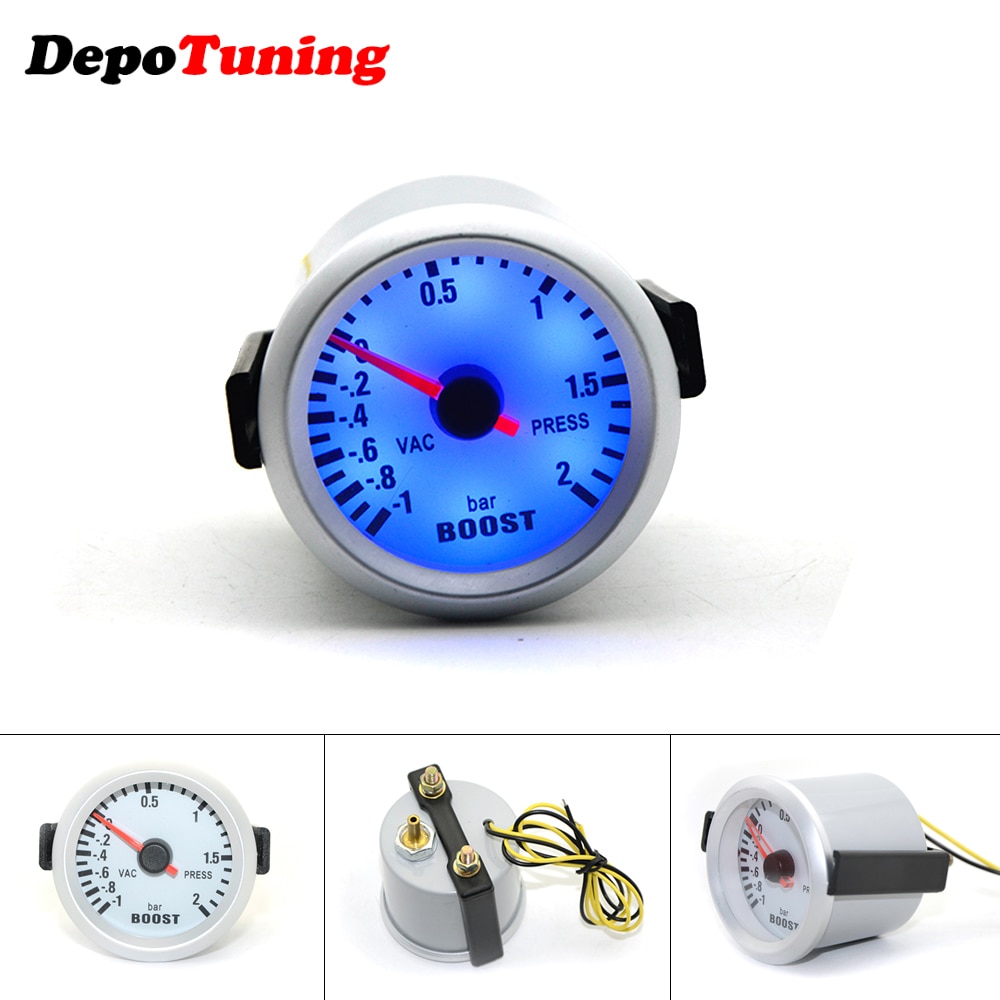 Depotuning 52Mm Analoge Blue Led Boost Bar Voor 4/6/8 Cilinder Auto &#39;S