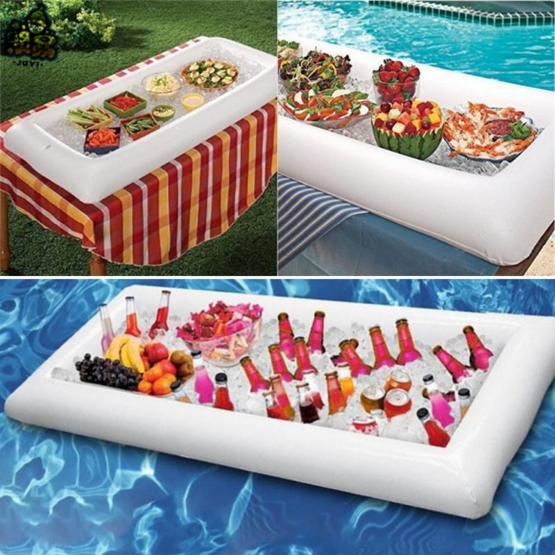 Opblaasbare Bier Tafel Zomer Water Luchtbedden Pool Float Ijsemmer Serveren Salade Bar Lade Voedsel Bekerhouder Water Sport