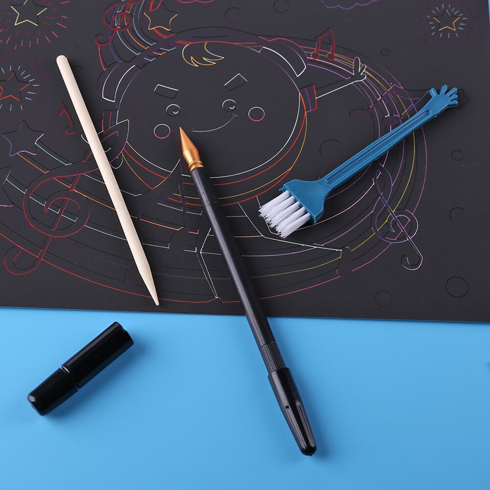 Skrabe maleri værktøj skrabning tegning skitse kunst diy skraber pen børste kit
