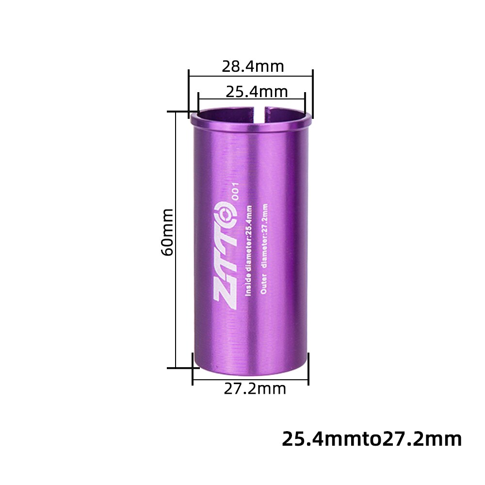 ZTTO-Adaptador de tija de sillín para bicicleta, manga de tubo de asiento, espaciador de aleación para ciclismo de montaña y carretera, cambio de tamaño 25,4, 27,2, 31,6: 1-25.4 to 27.2