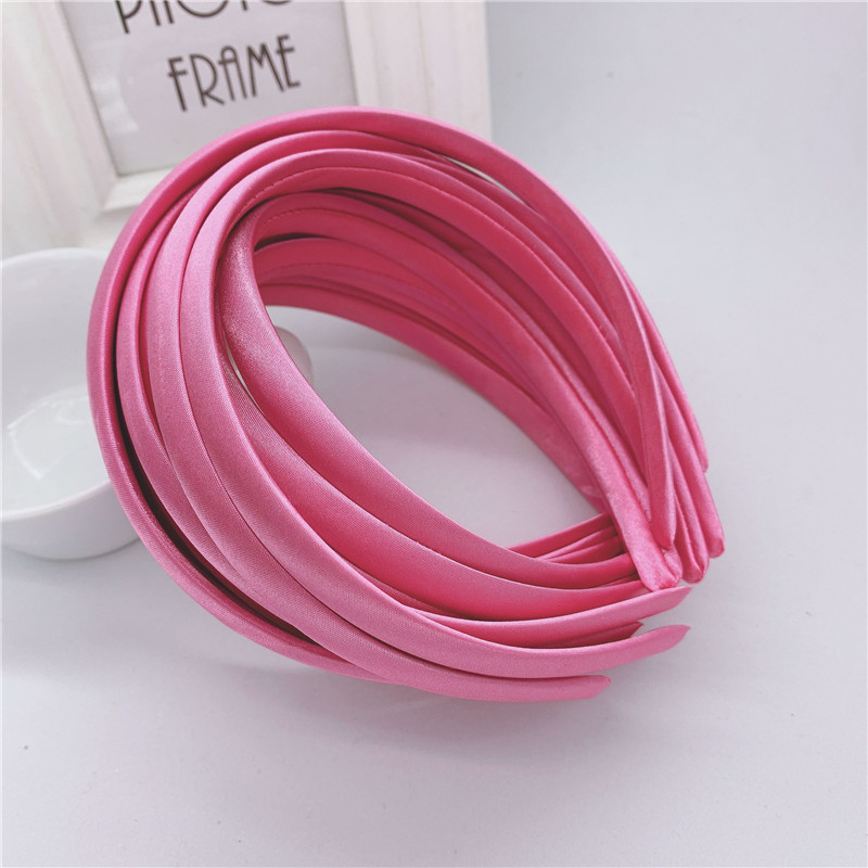 10pcs/lot Satin Covered Headband 12mm Wider Ribbon Hair Hoop Band Base For Hairbands Making Diy Girls Bow Hairwear Accessories: Rose red