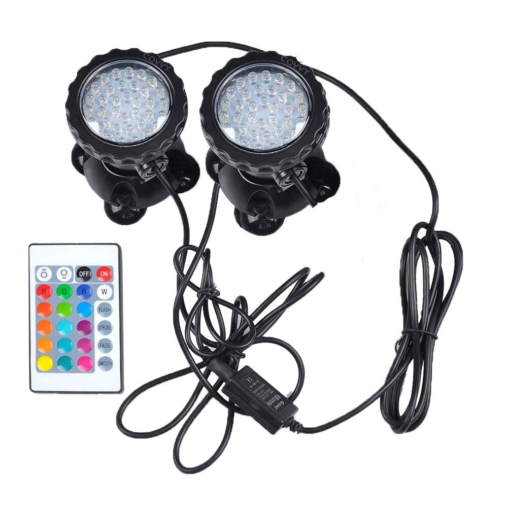 Led Onderwater Spot Verlichting Waterdichte Lamp Rgb 36Leds Onderwater Spot Light Zwembad Fonteinen Vijver Water Tuin Aquarium: 2 bulb UK