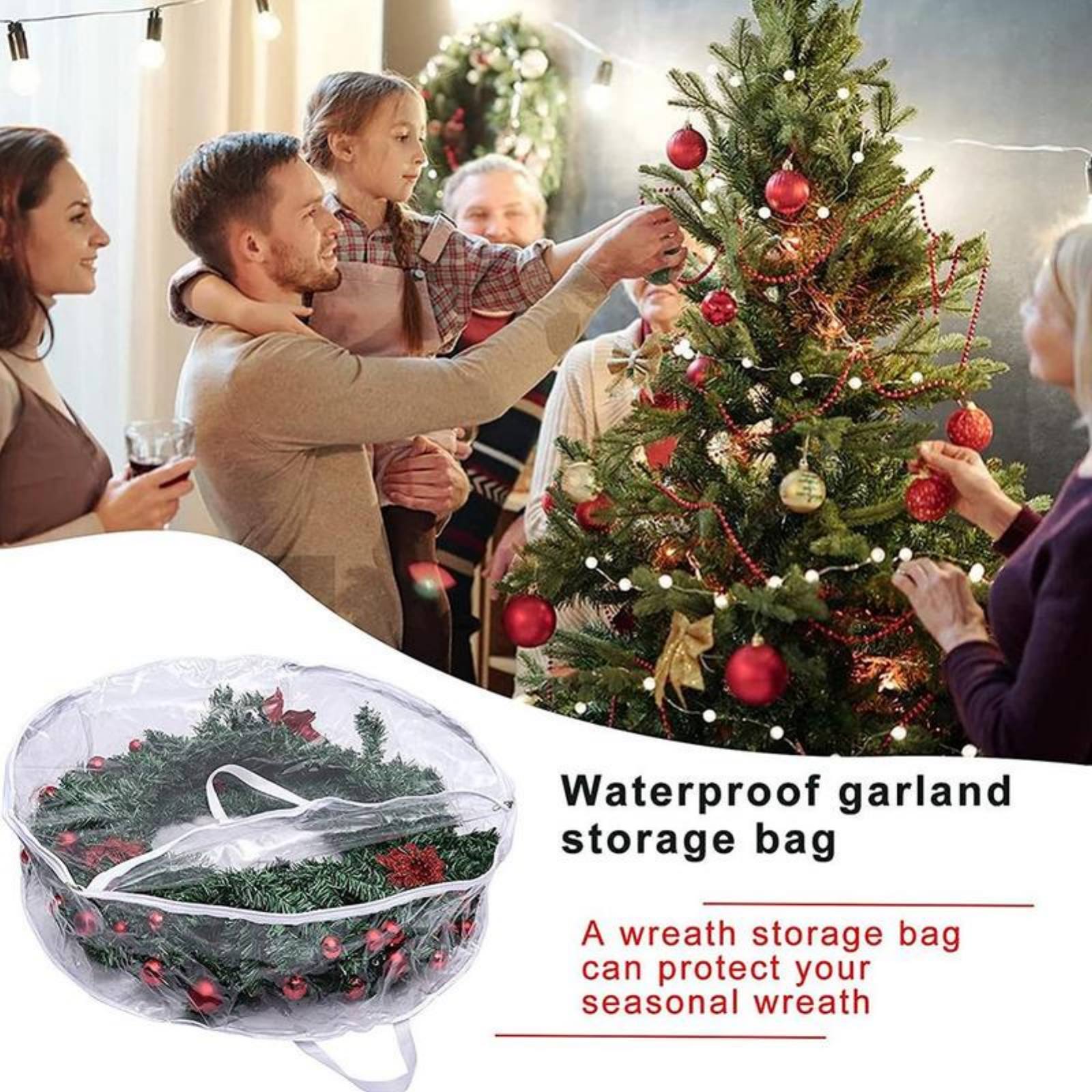 Pvc Ronde Transparante Kerstkrans Verpakking Zak Vochtbestendige Anti-Scheur Thuis Kerstboom Krans Opbergtas